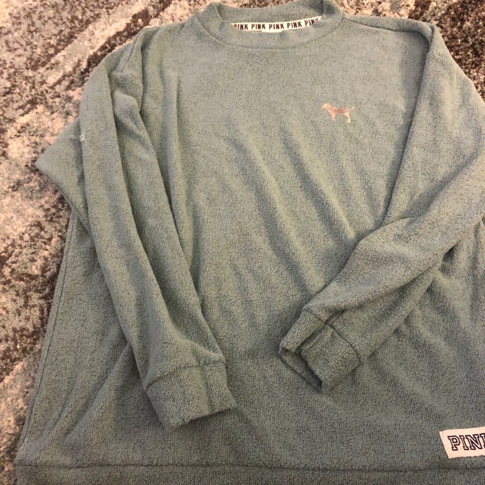 Pink French terry mock neck tunic